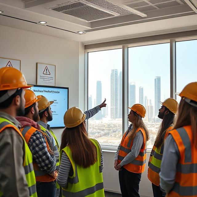 A group of professionals attending an HSE training course in a modern classroom in Riyadh, Saudi Arabia.